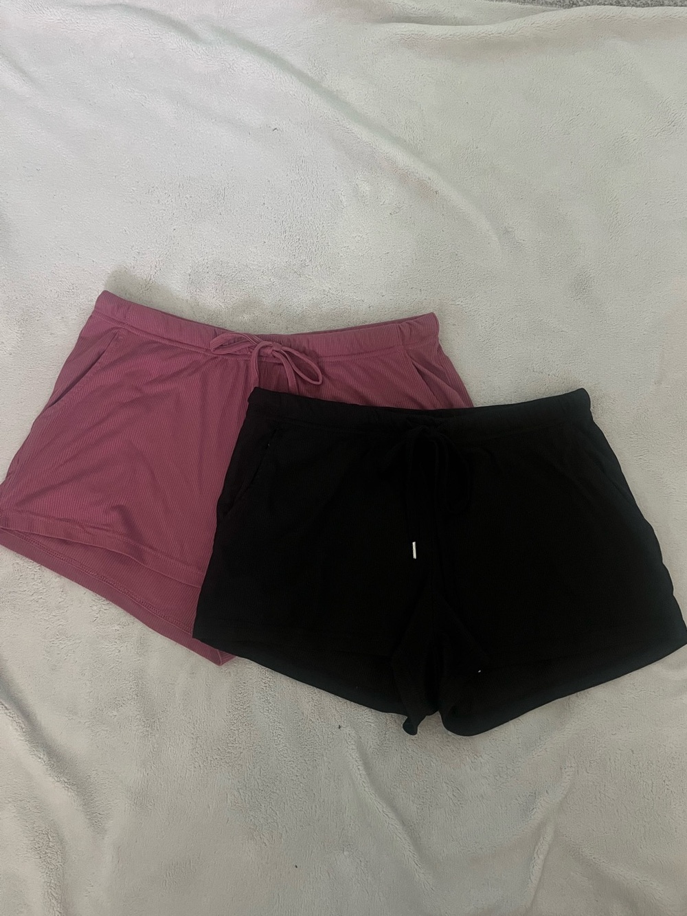 Women's Casual Drawstring Lounge Shorts - Pink & Black